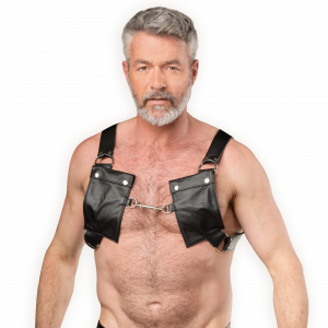 8265 Mens Leather Chest Harness with Pockets