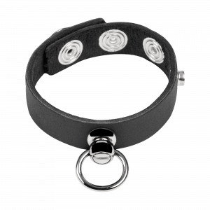 8290 Leather Cock Ring with Metal O-Ring
