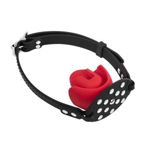 9182 Silicone Studded Mouth Gag with Red Rose Bit