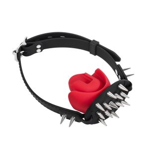 9183 Silicone Spiked Mouth Gag with Red Rose Bit